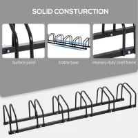 HOMCOM Bike Stand Parking Rack Floor or Wall Mount Bicycle Cycle Storage Locking Stand (6 Racks, Black)(m-7)