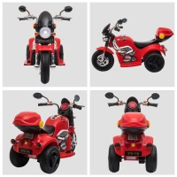 Aosom 6V Kids Motorcycle Dirt Bike Electric Battery-Powered Ride-On Toy Off-road Street Bike with Music & Horn Buttons, Stable 3-Wheel Design, & Rear Storage Space, Red(m-8)