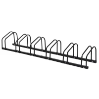 HOMCOM Bike Stand Parking Rack Floor or Wall Mount Bicycle Cycle Storage Locking Stand (6 Racks, Black)(m-2)