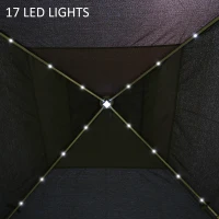 Outsunny 11' x 11' Pop Up Gazebo, Instant Canopy Tent with Solar LED Light, Remote Control, Netting and Carrying Bag for Backyard Garden Patio, Black(m-8)