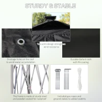 Outsunny 11' x 11' Pop Up Gazebo, Instant Canopy Tent with Solar LED Light, Remote Control, Netting and Carrying Bag for Backyard Garden Patio, Black(m-7)