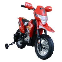 Aosom Kids Motorcycle Dirt Bike Electric Battery-Powered Ride-On Toy Off-road Street Bike with Charging 6V Battery, Real Driving Sounds, & Built-In Music, Red(m-1)