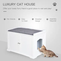 PawHut 37.5" Wooden Covered Mess Free Cat Litter Box Enclosure Furniture(m-6)