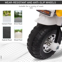 Aosom 6V Kids Motorcycle Dirt Bike Electric Battery-Powered Ride-On Toy Off-road Street Bike with Music & Horn Buttons, Stable 3-Wheel Design, & Rear Storage Space, White(m-7)