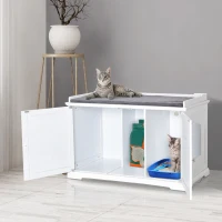 PawHut 37.5" Wooden Covered Mess Free Cat Litter Box Enclosure Furniture(m-1)