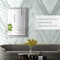 HOMCOM 41" x 29" Modern Wall Mirror, Fish Scale  Mirror for Wall in Living Room, Bedroom, Silver(m-4)