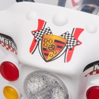 Aosom 6V Kids Motorcycle Dirt Bike Electric Battery-Powered Ride-On Toy Off-road Street Bike with Music & Horn Buttons, Stable 3-Wheel Design, & Rear Storage Space, White(m-9)