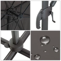 Outsunny 8' x 8' Square Patio Hanging Offset Umbrella Aluminum Outdoor Cantilever Crank Market Parasol Garden Sun Canopy Shelter 360° Rotation w/ Cross Base Grey(m-8)