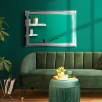 HOMCOM 41" x 29" Modern Wall Mirror, Fish Scale  Mirror for Wall in Living Room, Bedroom, Silver(m-5)