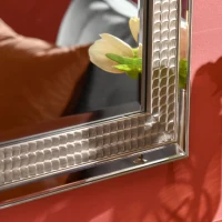 HOMCOM 41" x 29" Modern Wall Mirror, Fish Scale  Mirror for Wall in Living Room, Bedroom, Silver(m-8)