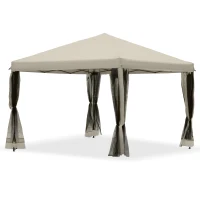 Outsunny 10' x 10' Pop-Up Canopy Party Tent Gazebo - UV Protected w/ Mesh Wall(m-1)