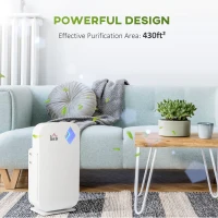 HOMCOM Air Purifiers Large Room 430sqft with 3-Stage Filtration System, Air Monitor, Air Cleaner with 3 Speeds(m-4)