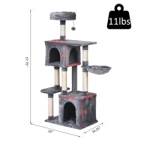 PawHut 57"H Multi-Level Cat Tree Scratcher Kitty Activity Center Condos(m-3)