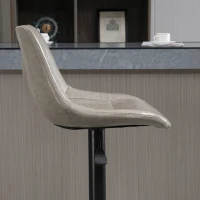 HOMCOM Adjustable Bar Stools Set of 2, Modern Kitchen Stools, 360 Degree Swivel Bar Height Chairs in PU Leather with Footrest, Grey(m-10)