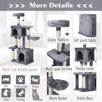 PawHut 57"H Multi-Level Cat Tree Scratcher Kitty Activity Center Condos(m-6)