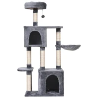 PawHut 57"H Multi-Level Cat Tree Scratcher Kitty Activity Center Condos(m-2)