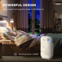 HOMCOM Air Purifiers Large Room 430sqft with 3-Stage Filtration System, Air Monitor, Air Cleaner with 3 Speeds(m-7)
