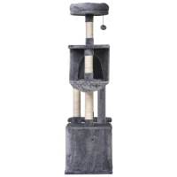 PawHut 57"H Multi-Level Cat Tree Scratcher Kitty Activity Center Condos(m-8)
