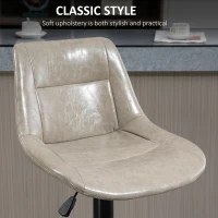 HOMCOM Adjustable Bar Stools Set of 2, Modern Kitchen Stools, 360 Degree Swivel Bar Height Chairs in PU Leather with Footrest, Grey(m-6)