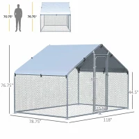 PawHut 9.8' x 6.6' Metal Chicken Coop, Galvanized Walk-in Hen House, Poultry Cage with 1.25" Tube, Waterproof UV-Protection Cover for Rabbits, Ducks(m-3)