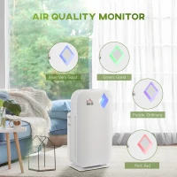 HOMCOM Air Purifiers Large Room 430sqft with 3-Stage Filtration System, Air Monitor, Air Cleaner with 3 Speeds(m-8)