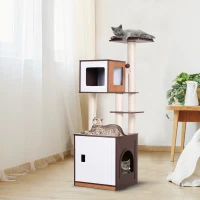 PawHut Multi-Level 57" Cat Tree Large Perch & Condo(m-1)