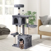 PawHut 57"H Multi-Level Cat Tree Scratcher Kitty Activity Center Condos(m-1)