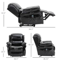 HOMCOM Vibration Massage Recliner Chair for Living Room with Heat,   Single Sofa, PU Leather Power Reclining Chair, Home Theater Seating with Footrest, Black(m-3)