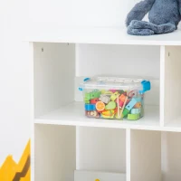 HOMCOM Kids Cube Storage Shelves with Bins and Large Storage for Kids Bedroom, Multiple Storage Units for Big Capacity Kids Shelf with Seat Featuring Thick Cushioning, White(m-9)