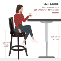 HOMCOM Classic Bar Stool Swivel Barstool with PU Leather Upholstered Mid-Back and Footrest, 30.25 Inch Seat Height, Black(m-7)