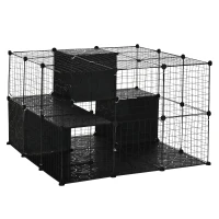 PawHut Pet Playpen with Door Storage Shelf for Kittens Chinchillas and Pet Minks(m-1)