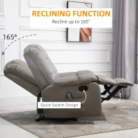 HOMCOM Overstaffed Vibration Massage Recliner Chair for Living Room, Modern Reclining Chair PU Leather Single Sofa Home Theater Seating with Footrest, Gray(m-5)