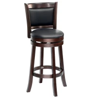 HOMCOM Classic Bar Stool Swivel Barstool with PU Leather Upholstered Mid-Back and Footrest, 30.25 Inch Seat Height, Black(m-1)