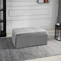 HOMCOM 4-In-1 Design Convertible Sofa Tea Table Lounge Chair Single Bed with 5-Level Adjustable Backrest, Footstool and Metal Frame for Living Room Bedroom, Grey(m-10)