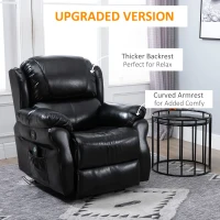HOMCOM Vibration Massage Recliner Chair for Living Room with Heat,   Single Sofa, PU Leather Power Reclining Chair, Home Theater Seating with Footrest, Black(m-4)
