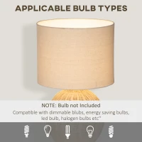 HOMCOM Nautical Style Table Lamp, Bedside Reading Light with White Fabric Lampshade and Rattan Base for E26 LED or Halogen Bulb for Living Room, Natural(m-4)