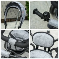 Qaba Baby Tricycle 2 In 1 Trike with Adjustable Canopy Detachable Guardrail Belt for Age 6-60 Months, Grey(m-8)