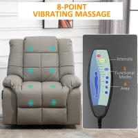 HOMCOM Overstaffed Vibration Massage Recliner Chair for Living Room, Modern Reclining Chair PU Leather Single Sofa Home Theater Seating with Footrest, Gray(m-7)