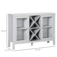 HOMCOM Sideboard Buffet Cabinet with Removable Wine Rack, Tempered Glass Door and Adjustable Shelves, Coffee Bar Cabinet for Living Room, Kitchen, Entryway, Gray(m-3)