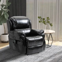 HOMCOM Vibration Massage Recliner Chair for Living Room with Heat,   Single Sofa, PU Leather Power Reclining Chair, Home Theater Seating with Footrest, Black(m-2)