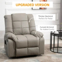 HOMCOM Overstaffed Vibration Massage Recliner Chair for Living Room, Modern Reclining Chair PU Leather Single Sofa Home Theater Seating with Footrest, Gray(m-4)