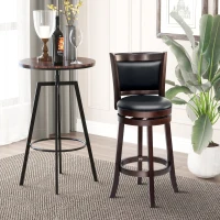 HOMCOM Classic Bar Stool Swivel Barstool with PU Leather Upholstered Mid-Back and Footrest, 30.25 Inch Seat Height, Black(m-2)