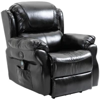 HOMCOM Vibration Massage Recliner Chair for Living Room with Heat,   Single Sofa, PU Leather Power Reclining Chair, Home Theater Seating with Footrest, Black(m-9)