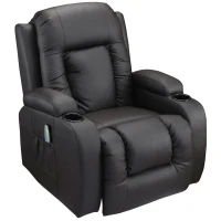 HOMCOM Heated Massage Recliner Chair with Remote Control, Dark Brown Leather Recliner(m-1)