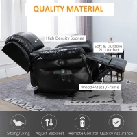 HOMCOM Vibration Massage Recliner Chair for Living Room with Heat,   Single Sofa, PU Leather Power Reclining Chair, Home Theater Seating with Footrest, Black(m-6)