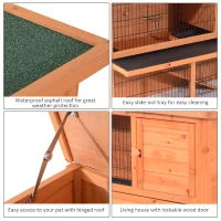 PawHut 48x20x36Inch Wooden Rabbit Hutch Backyard Bunny Cage Small Animal House w/ Outdoor Run, Red(m-7)