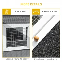 PawHut Wooden Rabbit Hutch Small Animal Cage Pet Run Indoor Outdoor with Openable Roof and Water-repellent Paint, Grey(m-6)