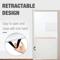 Pawhut Retractable Mesh Pet Safety Barrier Gate, Flexible and Extensible Safety Dog Gate Easy to Roll and Latch for Stairways Doorways Hallways, 45'' x 32", White(m-5)