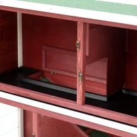 PawHut 48" 2 Story Wooden Rabbit Hutch Elevated Bunny Cage Small Animal Home Habitat  w/ Ramp, 2 Slide Out Tray, Openable Roof, Multiple doors(m-8)