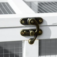 PawHut Wooden Rabbit Hutch Small Animal Cage Pet Run Indoor Outdoor with Openable Roof and Water-repellent Paint, Grey(m-8)